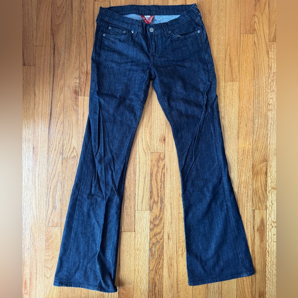 Lucky Brand Y2K Dark Indigo Zoe Jean Low Rise Flare Jeans Size 8/ W 29 Long